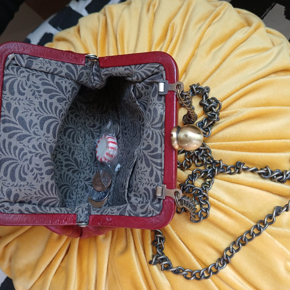 HOBO Red Leather Clutch with Chain Strap - Picture 3 of 8